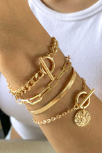 Load image into Gallery viewer, Gold 5pcs Rhinestone Chain Bracelet Set
