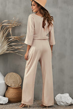 Load image into Gallery viewer, Apricot Boat Neck Knot Wide Leg Jumpsuit
