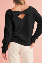 Load image into Gallery viewer, Apricot Bowknot Plain Round Neck Sweatshirt
