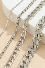 Load image into Gallery viewer, Silvery 4pcs Rhinestone Decor Adjustable Chain Bracelet Set
