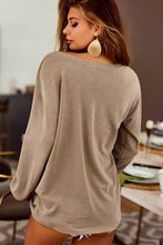 Load image into Gallery viewer, Khaki Casual Distressed Pocket Long Sleeve Top
