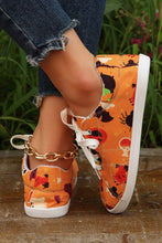 Load image into Gallery viewer, Orange Halloween Pumpkin Spider Ghost Print Sneakers
