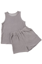 Load image into Gallery viewer, Smoke Gray Corded Tank Top and Pocketed Shorts Set
