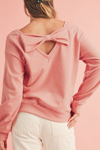 Load image into Gallery viewer, Apricot Bowknot Plain Round Neck Sweatshirt
