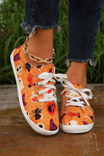 Load image into Gallery viewer, Orange Halloween Pumpkin Spider Ghost Print Sneakers
