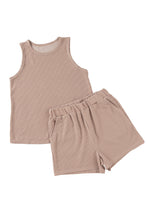 Load image into Gallery viewer, Smoke Gray Corded Tank Top and Pocketed Shorts Set
