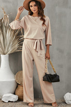 Load image into Gallery viewer, Apricot Boat Neck Knot Wide Leg Jumpsuit
