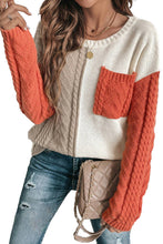 Load image into Gallery viewer, Vineyard Green Colorblock Pocket Drop Shoulder Sweater
