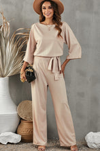 Load image into Gallery viewer, Apricot Boat Neck Knot Wide Leg Jumpsuit
