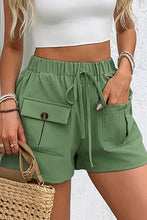 Load image into Gallery viewer, Grass Green Casual Elastic Waist Drawstring Shorts
