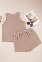 Load image into Gallery viewer, Smoke Gray Corded Tank Top and Pocketed Shorts Set
