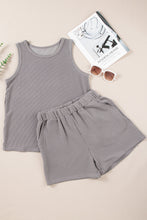 Load image into Gallery viewer, Smoke Gray Corded Tank Top and Pocketed Shorts Set
