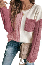 Load image into Gallery viewer, Vineyard Green Colorblock Pocket Drop Shoulder Sweater
