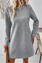 Load image into Gallery viewer, Black Plain Textured Long Sleeve Shift Short Dress
