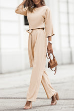 Load image into Gallery viewer, Apricot Boat Neck Knot Wide Leg Jumpsuit
