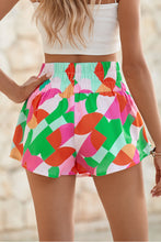 Load image into Gallery viewer, Green Abstract Print Smocked Waist Flared Shorts
