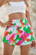 Load image into Gallery viewer, Green Abstract Print Smocked Waist Flared Shorts
