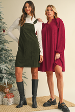 Load image into Gallery viewer, Vineyard Green Corduroy Front Pockets Overall Dress
