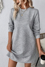 Load image into Gallery viewer, Black Plain Textured Long Sleeve Shift Short Dress
