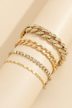 Load image into Gallery viewer, Silvery 4pcs Rhinestone Decor Adjustable Chain Bracelet Set
