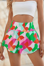 Load image into Gallery viewer, Green Abstract Print Smocked Waist Flared Shorts
