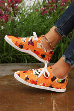 Load image into Gallery viewer, Orange Halloween Pumpkin Spider Ghost Print Sneakers
