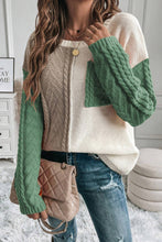 Load image into Gallery viewer, Vineyard Green Colorblock Pocket Drop Shoulder Sweater
