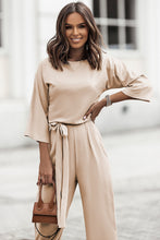 Load image into Gallery viewer, Apricot Boat Neck Knot Wide Leg Jumpsuit
