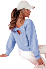 Load image into Gallery viewer, Apricot Bowknot Plain Round Neck Sweatshirt
