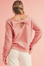 Load image into Gallery viewer, Apricot Bowknot Plain Round Neck Sweatshirt
