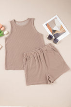 Load image into Gallery viewer, Smoke Gray Corded Tank Top and Pocketed Shorts Set
