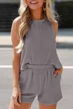 Load image into Gallery viewer, Smoke Gray Corded Tank Top and Pocketed Shorts Set
