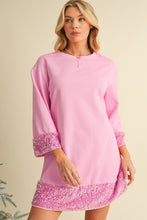 Load image into Gallery viewer, Bonbon Drop Sleeve Sequin Trim T-Shirt Dress
