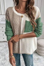 Load image into Gallery viewer, Vineyard Green Colorblock Pocket Drop Shoulder Sweater
