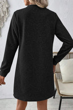 Load image into Gallery viewer, Black Plain Textured Long Sleeve Shift Short Dress
