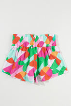 Load image into Gallery viewer, Green Abstract Print Smocked Waist Flared Shorts
