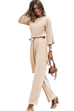 Load image into Gallery viewer, Apricot Boat Neck Knot Wide Leg Jumpsuit
