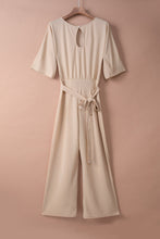 Load image into Gallery viewer, Apricot Boat Neck Knot Wide Leg Jumpsuit
