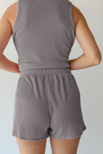 Load image into Gallery viewer, Smoke Gray Corded Tank Top and Pocketed Shorts Set
