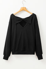 Load image into Gallery viewer, Apricot Bowknot Plain Round Neck Sweatshirt
