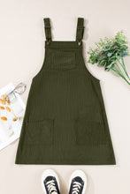 Load image into Gallery viewer, Vineyard Green Corduroy Front Pockets Overall Dress
