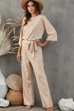 Load image into Gallery viewer, Apricot Boat Neck Knot Wide Leg Jumpsuit
