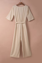 Load image into Gallery viewer, Apricot Boat Neck Knot Wide Leg Jumpsuit
