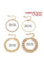 Load image into Gallery viewer, Silvery 4pcs Rhinestone Decor Adjustable Chain Bracelet Set
