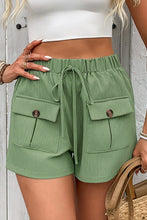 Load image into Gallery viewer, Grass Green Casual Elastic Waist Drawstring Shorts
