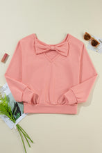 Load image into Gallery viewer, Apricot Bowknot Plain Round Neck Sweatshirt
