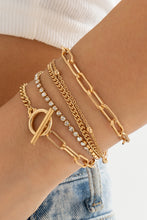 Load image into Gallery viewer, Gold 5pcs Rhinestone Chain Bracelet Set
