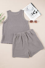 Load image into Gallery viewer, Smoke Gray Corded Tank Top and Pocketed Shorts Set
