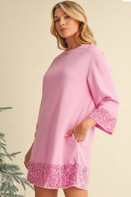 Load image into Gallery viewer, Bonbon Drop Sleeve Sequin Trim T-Shirt Dress
