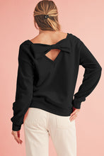 Load image into Gallery viewer, Apricot Bowknot Plain Round Neck Sweatshirt
